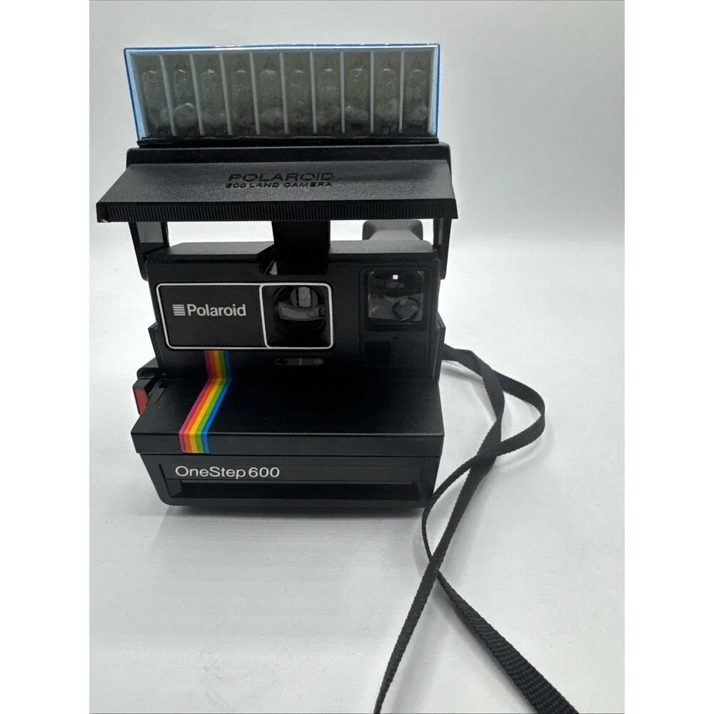 Vintage Original Polaroid OneStep 600 Instant Film Camera Black w/ Strap